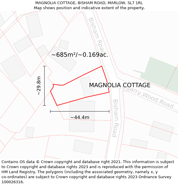 MAGNOLIA COTTAGE, BISHAM ROAD, MARLOW, SL7 1RL: Plot and title map