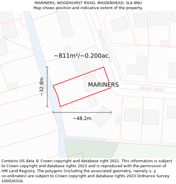 MARINERS, WOODHURST ROAD, MAIDENHEAD, SL6 8NU: Plot and title map