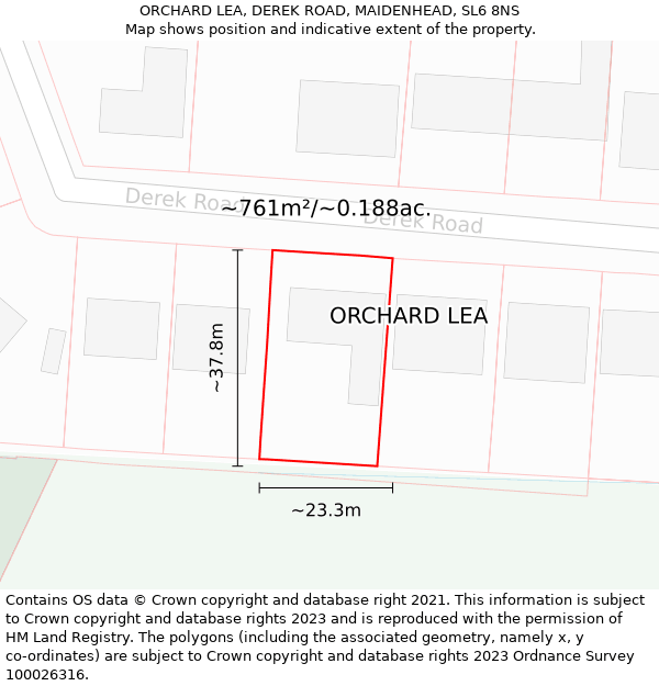 ORCHARD LEA, DEREK ROAD, MAIDENHEAD, SL6 8NS: Plot and title map