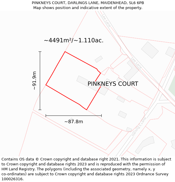 PINKNEYS COURT, DARLINGS LANE, MAIDENHEAD, SL6 6PB: Plot and title map