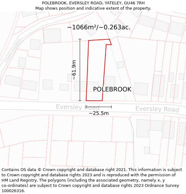 POLEBROOK, EVERSLEY ROAD, YATELEY, GU46 7RH: Plot and title map