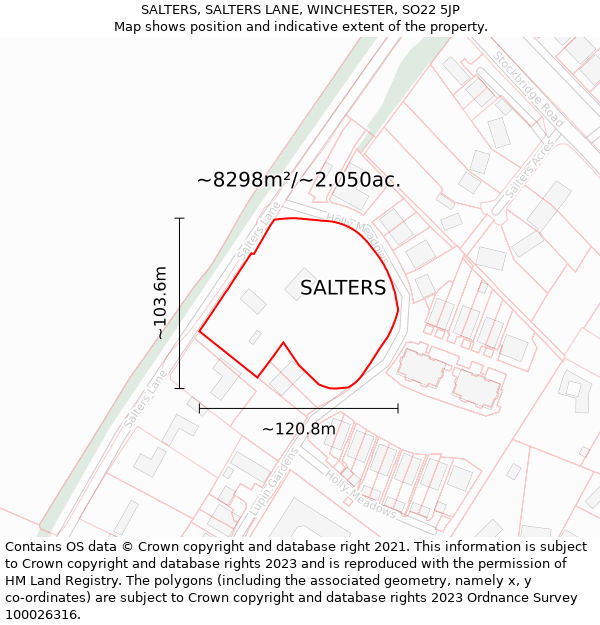 SALTERS, SALTERS LANE, WINCHESTER, SO22 5JP: Plot and title map