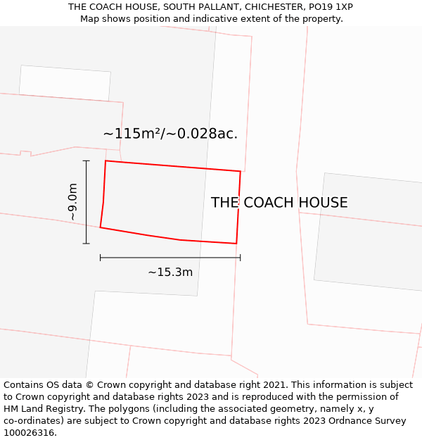 THE COACH HOUSE, SOUTH PALLANT, CHICHESTER, PO19 1XP: Plot and title map