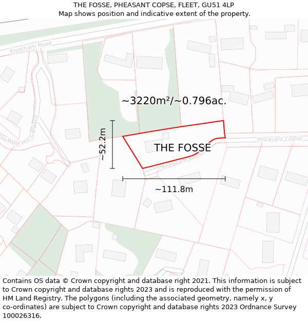 THE FOSSE, PHEASANT COPSE, FLEET, GU51 4LP: Plot and title map
