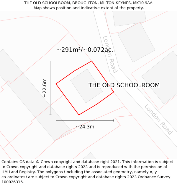 THE OLD SCHOOLROOM, BROUGHTON, MILTON KEYNES, MK10 9AA: Plot and title map