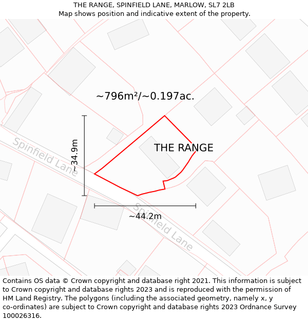 THE RANGE, SPINFIELD LANE, MARLOW, SL7 2LB: Plot and title map