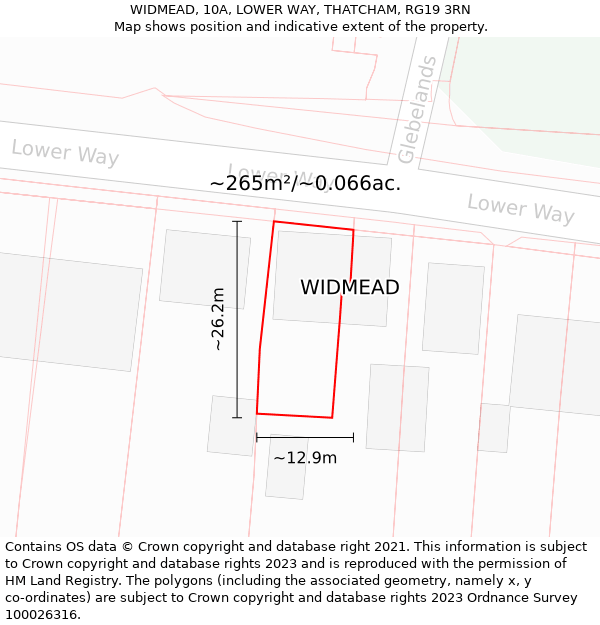 WIDMEAD, 10A, LOWER WAY, THATCHAM, RG19 3RN: Plot and title map