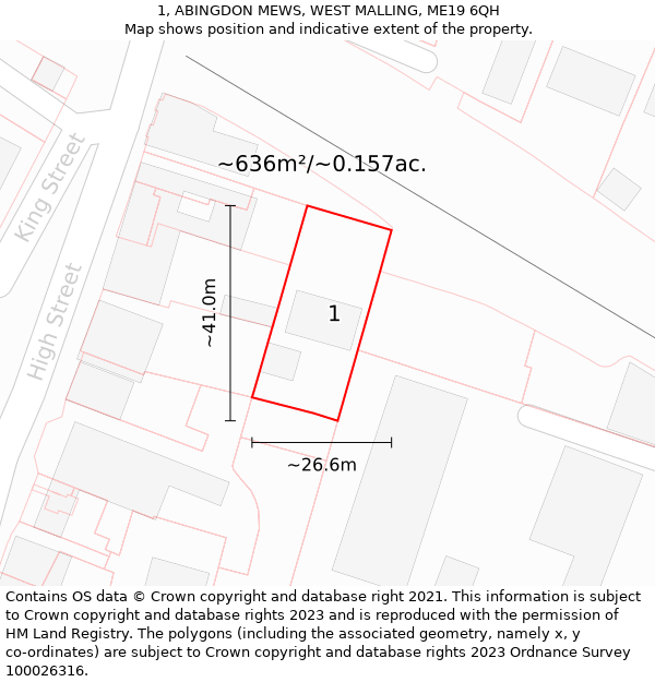 1, ABINGDON MEWS, WEST MALLING, ME19 6QH: Plot and title map