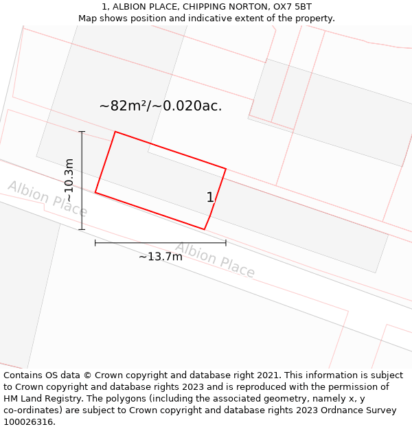 1, ALBION PLACE, CHIPPING NORTON, OX7 5BT: Plot and title map