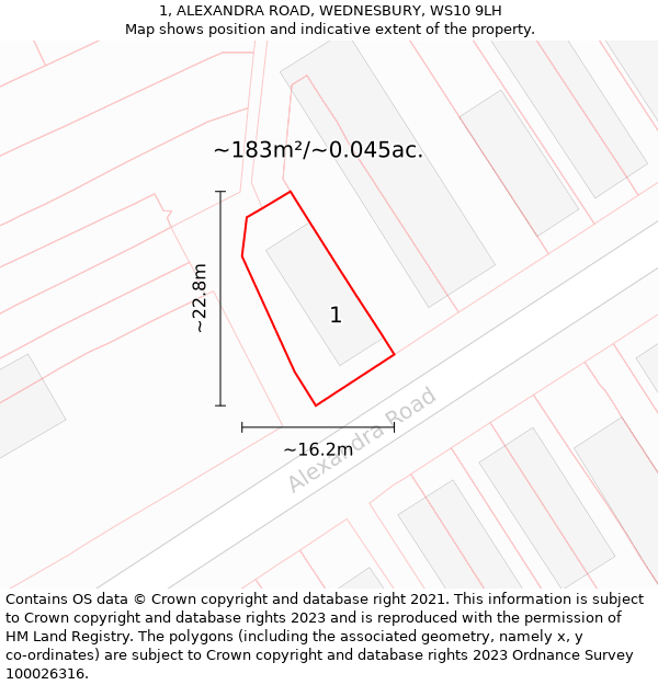 1, ALEXANDRA ROAD, WEDNESBURY, WS10 9LH: Plot and title map
