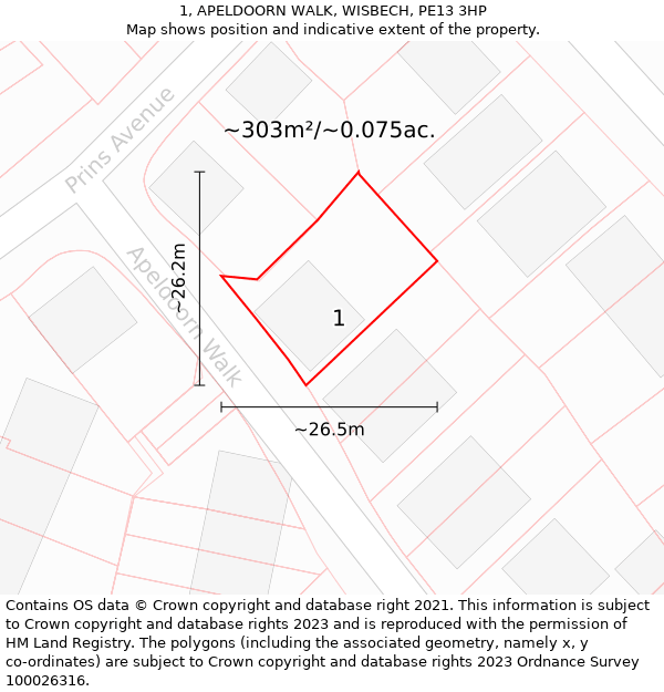 1, APELDOORN WALK, WISBECH, PE13 3HP: Plot and title map