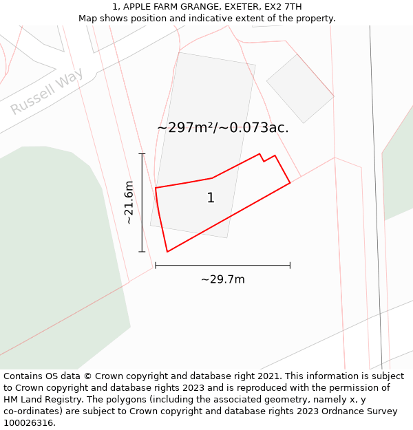 1, APPLE FARM GRANGE, EXETER, EX2 7TH: Plot and title map