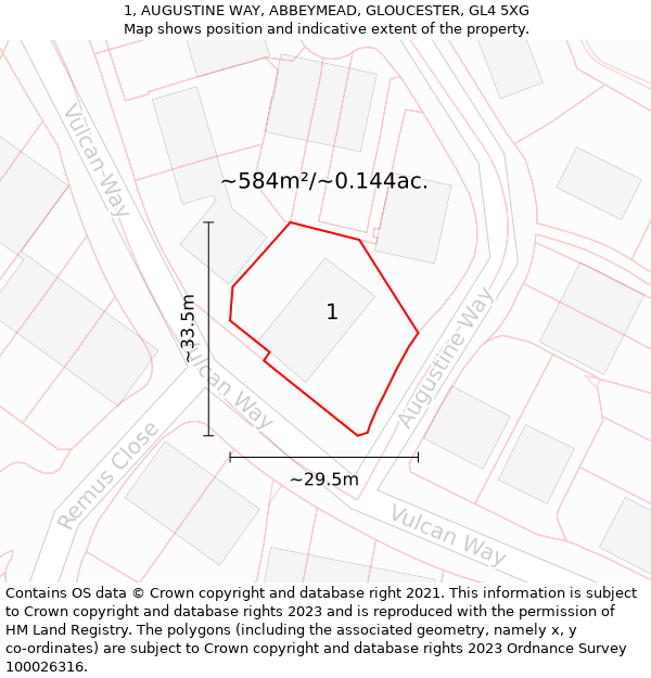 1, AUGUSTINE WAY, ABBEYMEAD, GLOUCESTER, GL4 5XG: Plot and title map