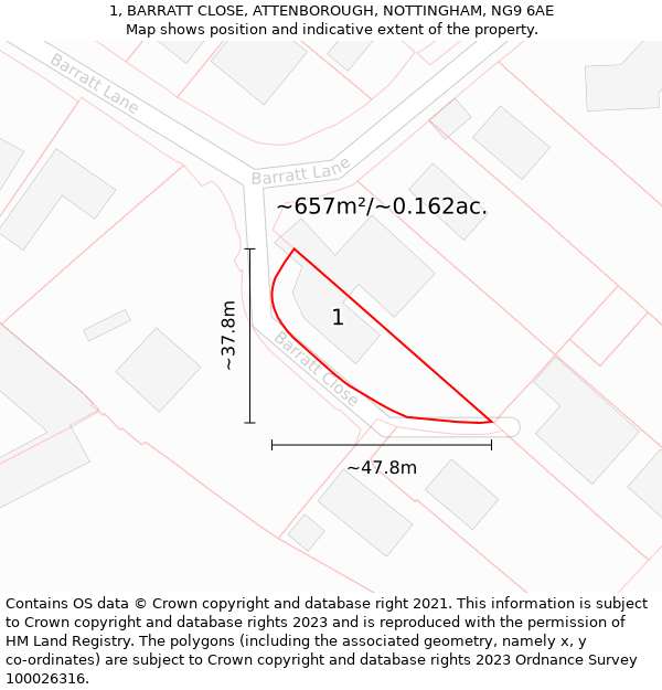 1, BARRATT CLOSE, ATTENBOROUGH, NOTTINGHAM, NG9 6AE: Plot and title map