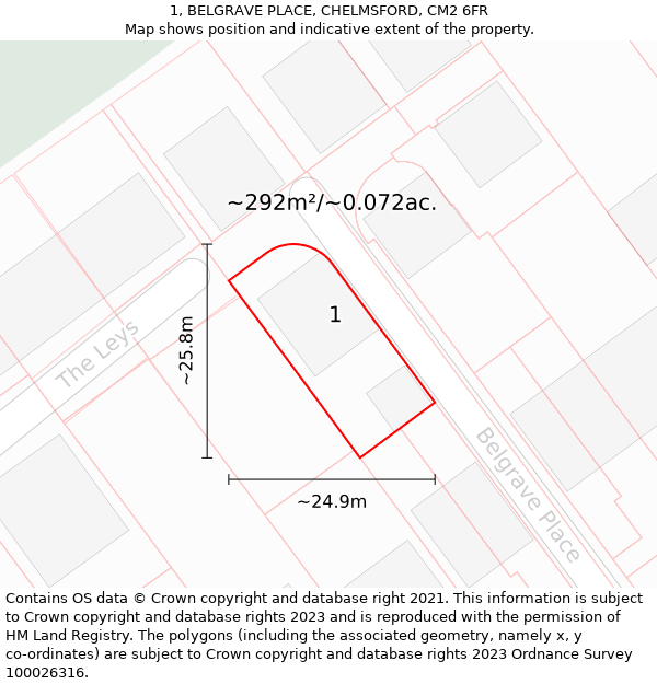 1, BELGRAVE PLACE, CHELMSFORD, CM2 6FR: Plot and title map