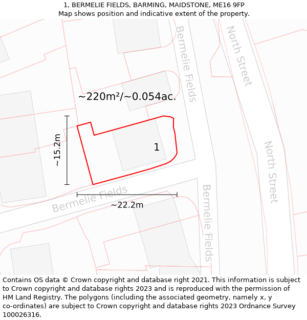 1, BERMELIE FIELDS, BARMING, MAIDSTONE, ME16 9FP: Plot and title map