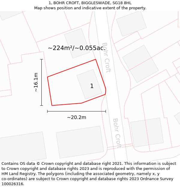 1, BOHR CROFT, BIGGLESWADE, SG18 8HL: Plot and title map