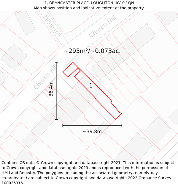 1, BRANCASTER PLACE, LOUGHTON, IG10 1QN: Plot and title map