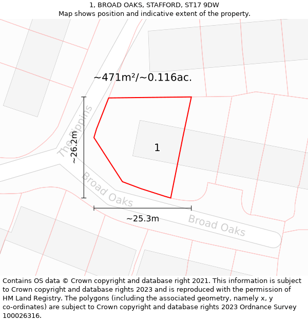 1, BROAD OAKS, STAFFORD, ST17 9DW: Plot and title map