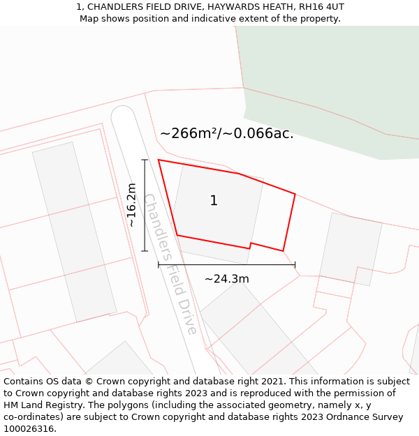 1, CHANDLERS FIELD DRIVE, HAYWARDS HEATH, RH16 4UT: Plot and title map