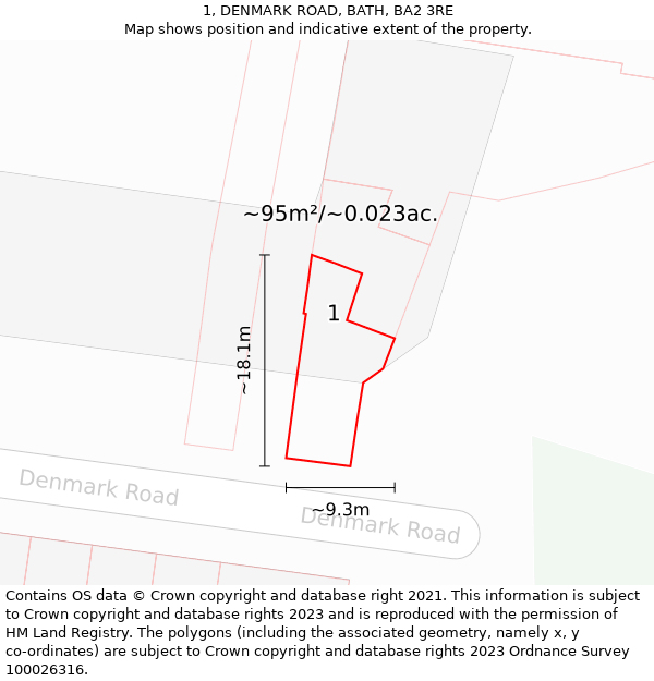 1, DENMARK ROAD, BATH, BA2 3RE: Plot and title map