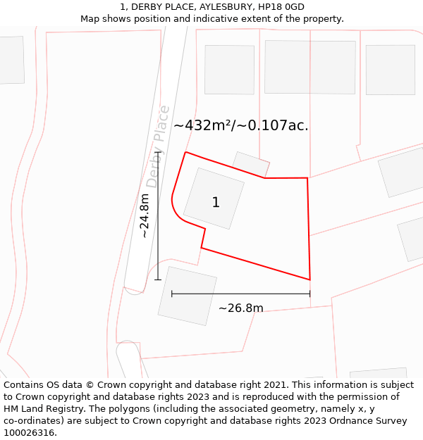 1, DERBY PLACE, AYLESBURY, HP18 0GD: Plot and title map