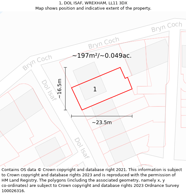 1, DOL ISAF, WREXHAM, LL11 3DX: Plot and title map