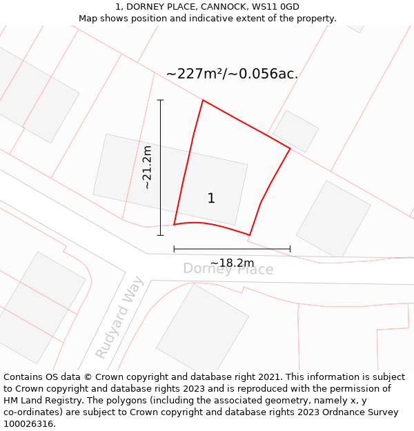 1, DORNEY PLACE, CANNOCK, WS11 0GD: Plot and title map