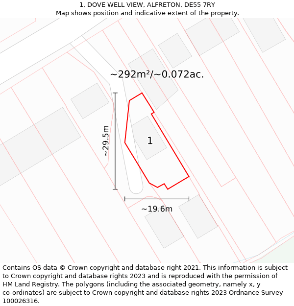 1, DOVE WELL VIEW, ALFRETON, DE55 7RY: Plot and title map