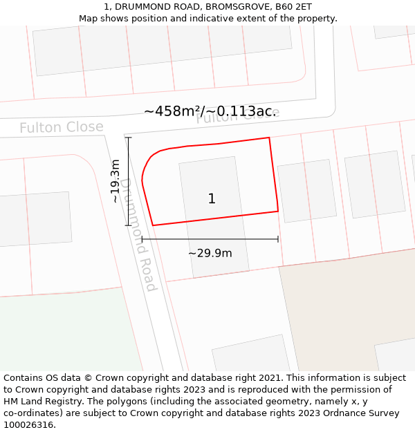 1, DRUMMOND ROAD, BROMSGROVE, B60 2ET: Plot and title map
