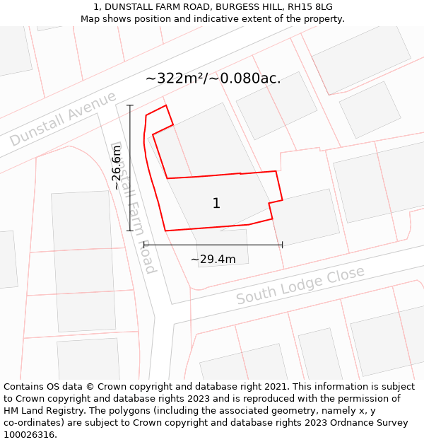 1, DUNSTALL FARM ROAD, BURGESS HILL, RH15 8LG: Plot and title map