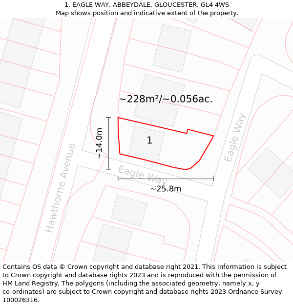 1, EAGLE WAY, ABBEYDALE, GLOUCESTER, GL4 4WS: Plot and title map