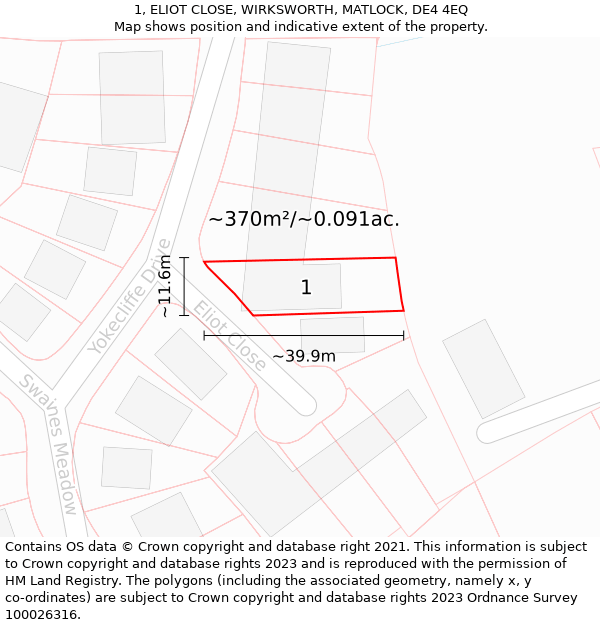 1, ELIOT CLOSE, WIRKSWORTH, MATLOCK, DE4 4EQ: Plot and title map