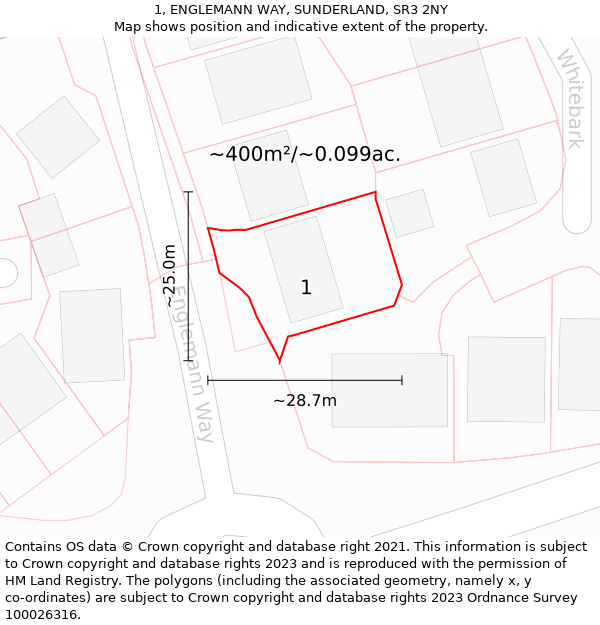 1, ENGLEMANN WAY, SUNDERLAND, SR3 2NY: Plot and title map