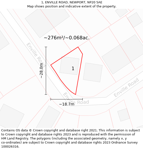 1, ENVILLE ROAD, NEWPORT, NP20 5AE: Plot and title map