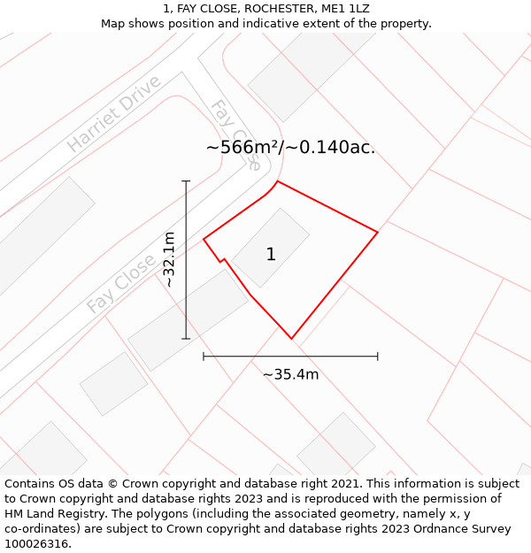 1, FAY CLOSE, ROCHESTER, ME1 1LZ: Plot and title map