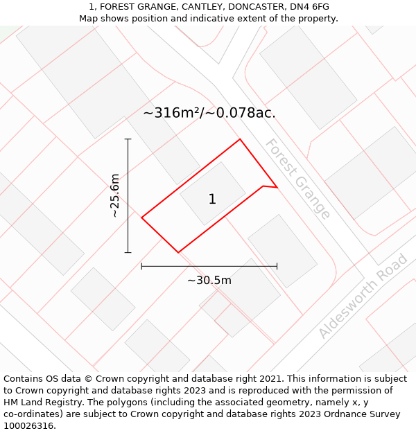 1, FOREST GRANGE, CANTLEY, DONCASTER, DN4 6FG: Plot and title map