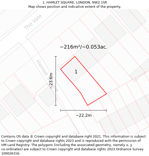 1, HAMLET SQUARE, LONDON, NW2 1SR: Plot and title map