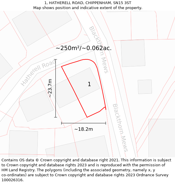 1, HATHERELL ROAD, CHIPPENHAM, SN15 3ST: Plot and title map