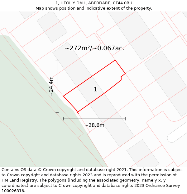 1, HEOL Y DAIL, ABERDARE, CF44 0BU: Plot and title map