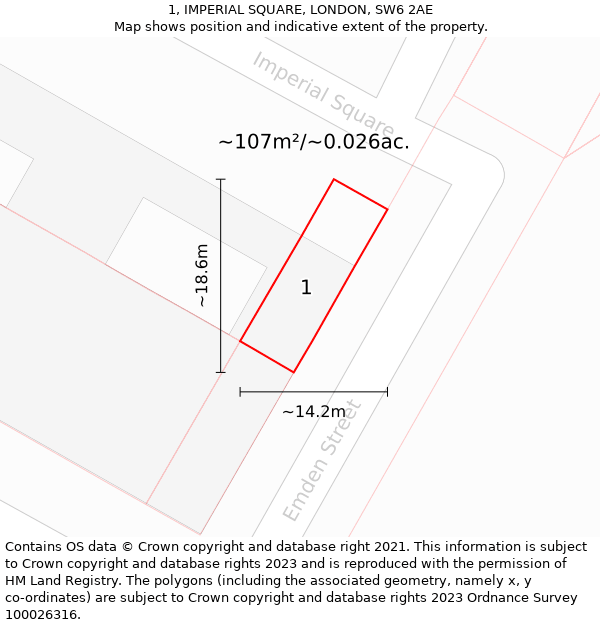 1, IMPERIAL SQUARE, LONDON, SW6 2AE: Plot and title map