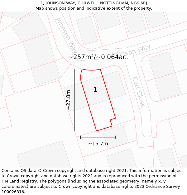 1, JOHNSON WAY, CHILWELL, NOTTINGHAM, NG9 6RJ: Plot and title map