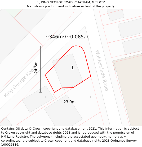 1, KING GEORGE ROAD, CHATHAM, ME5 0TZ: Plot and title map