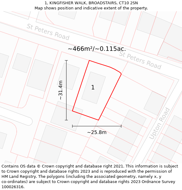 1, KINGFISHER WALK, BROADSTAIRS, CT10 2SN: Plot and title map