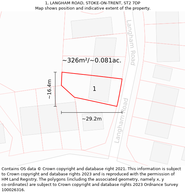 1, LANGHAM ROAD, STOKE-ON-TRENT, ST2 7DP: Plot and title map