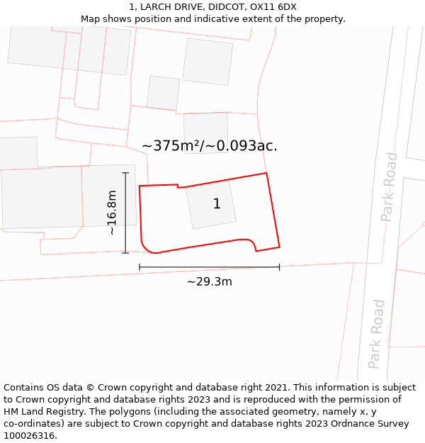 1, LARCH DRIVE, DIDCOT, OX11 6DX: Plot and title map