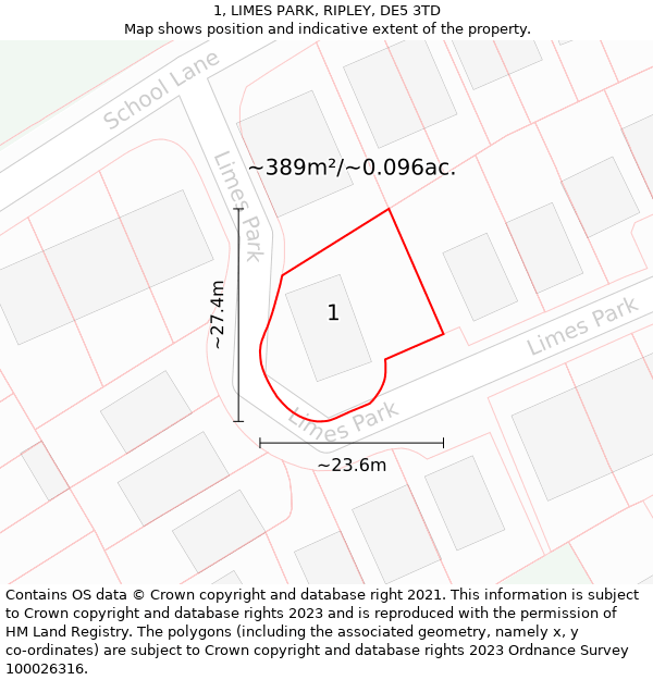 1, LIMES PARK, RIPLEY, DE5 3TD: Plot and title map