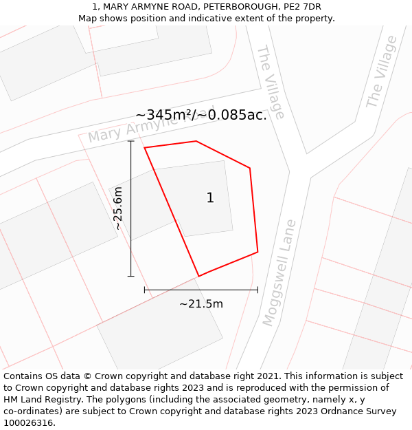 1, MARY ARMYNE ROAD, PETERBOROUGH, PE2 7DR: Plot and title map