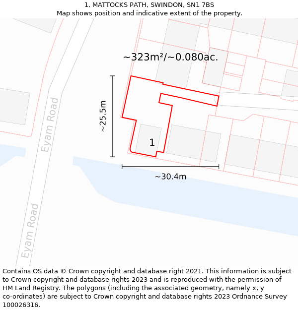 1, MATTOCKS PATH, SWINDON, SN1 7BS: Plot and title map