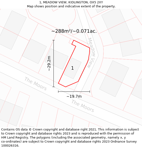 1, MEADOW VIEW, KIDLINGTON, OX5 2XY: Plot and title map